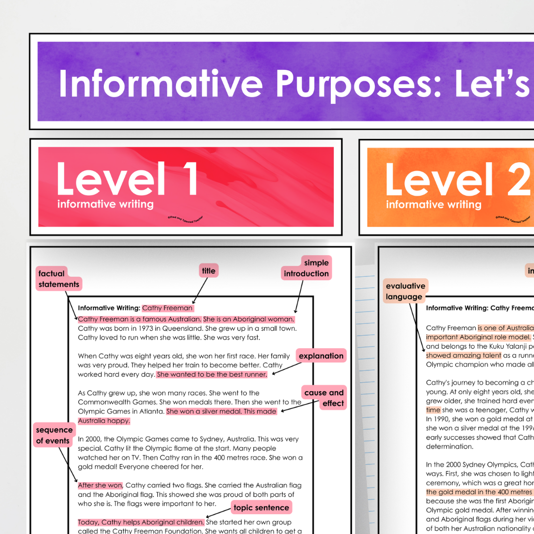 Year 3 and Year 4 - Informative Text: Level Up, Bump it Up, WAGOLL Wall Display and Activity