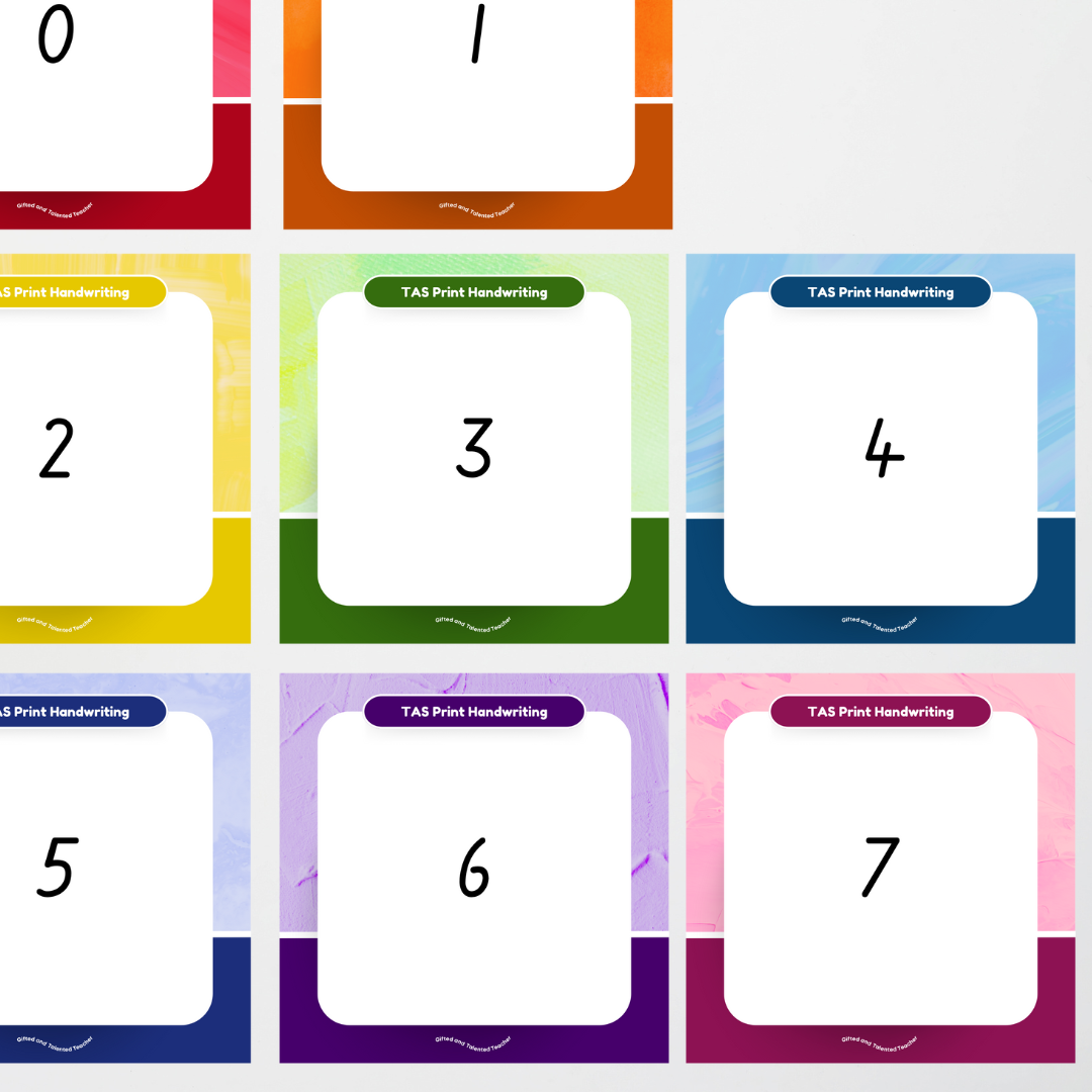 Tasmanian Print Font: Unlined Handwriting Posters - Rainbow - Teacher Resources & Classroom Decor