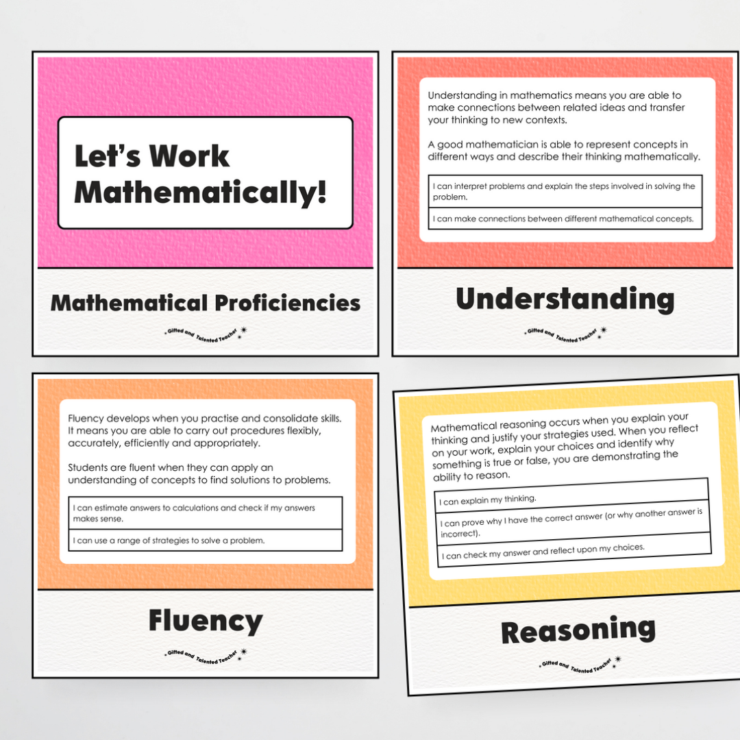 Mathematical Proficiencies Wall Display: Rainbow Classroom Decor