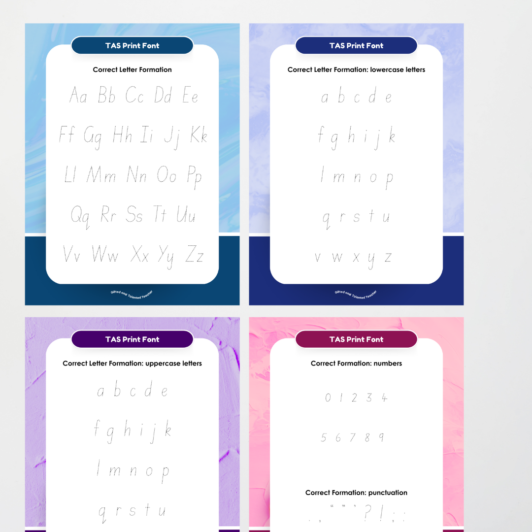 Tasmanian Print Font Handwriting Tracing Mats - Rainbow - Teacher Resources & Classroom Decor