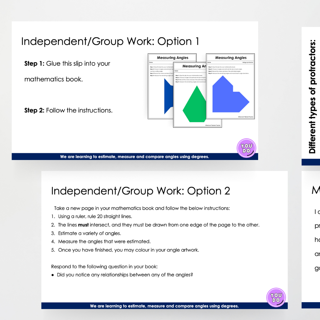 Measuring an angle: using a protractor - Teacher Slides