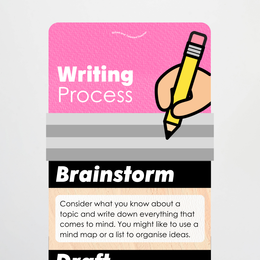 The Writing Process Pencil Wall Display - Neutral Classroom Decor