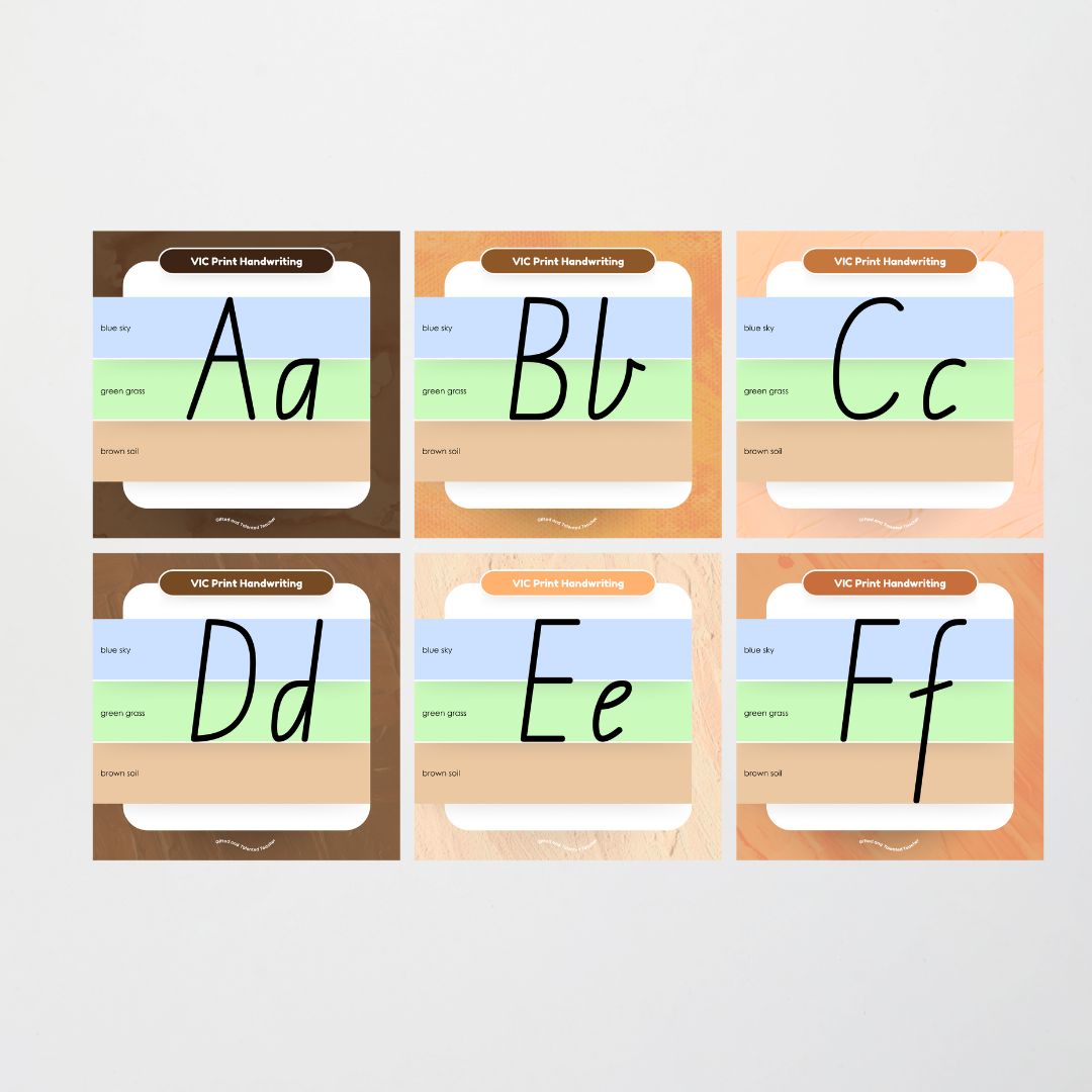 Victorian Print Font: Sky, Grass, Soil Handwriting Posters - Neutral