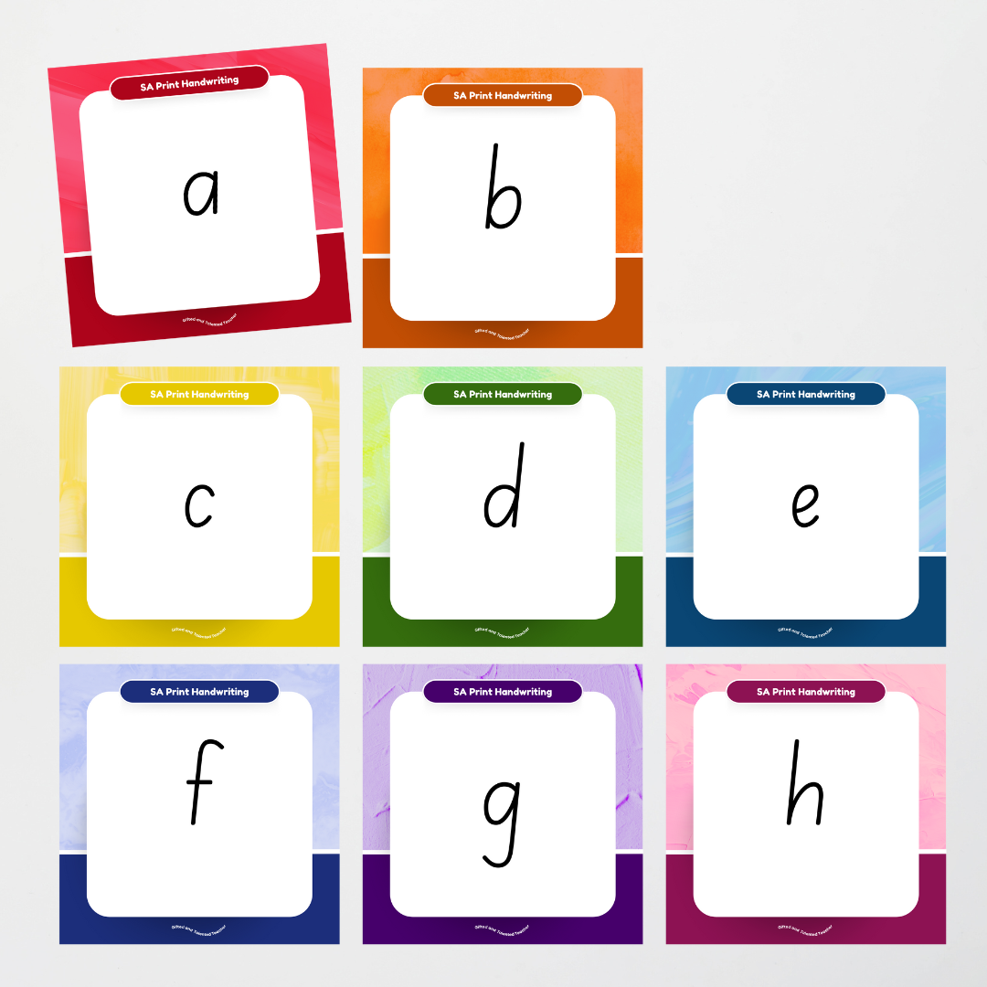 South Australian Print Font: Unlined Handwriting Posters - Rainbow