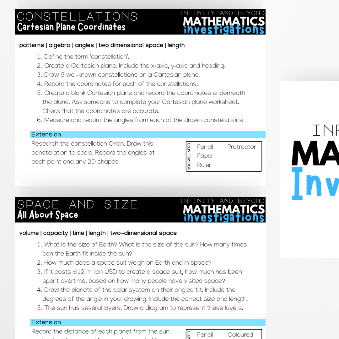 Volume 2: Infinity and Beyond - Mathematics Investigations - Teacher Resources & Classroom Decor