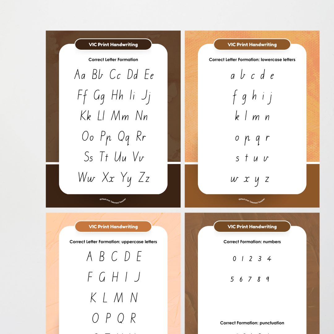 Victorian Print Font Handwriting Posters - Neutral - Teacher Resources & Classroom Decor