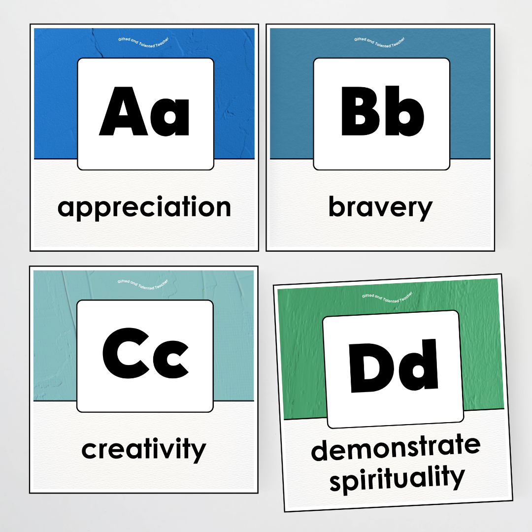 A-Z Character Strengths - North America Classroom Decor