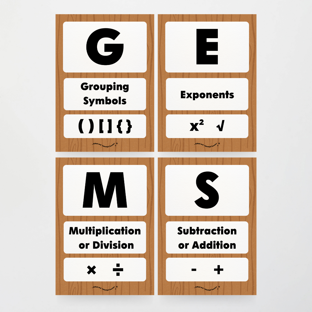 GEMS Order of Operations - Back To School Classroom Decor