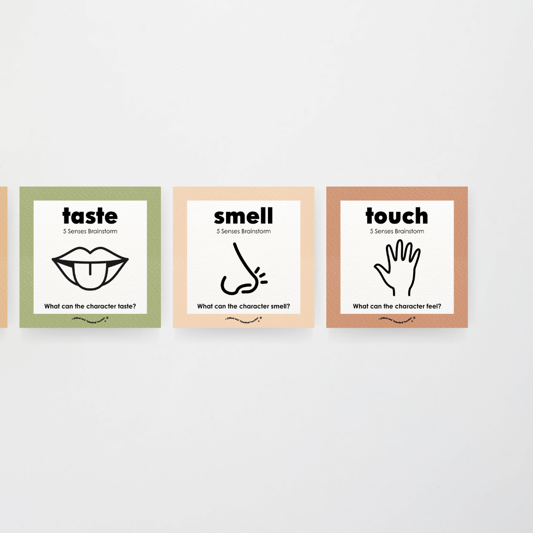 5 Senses Brainstorm Posters - Woodland Classroom Decor