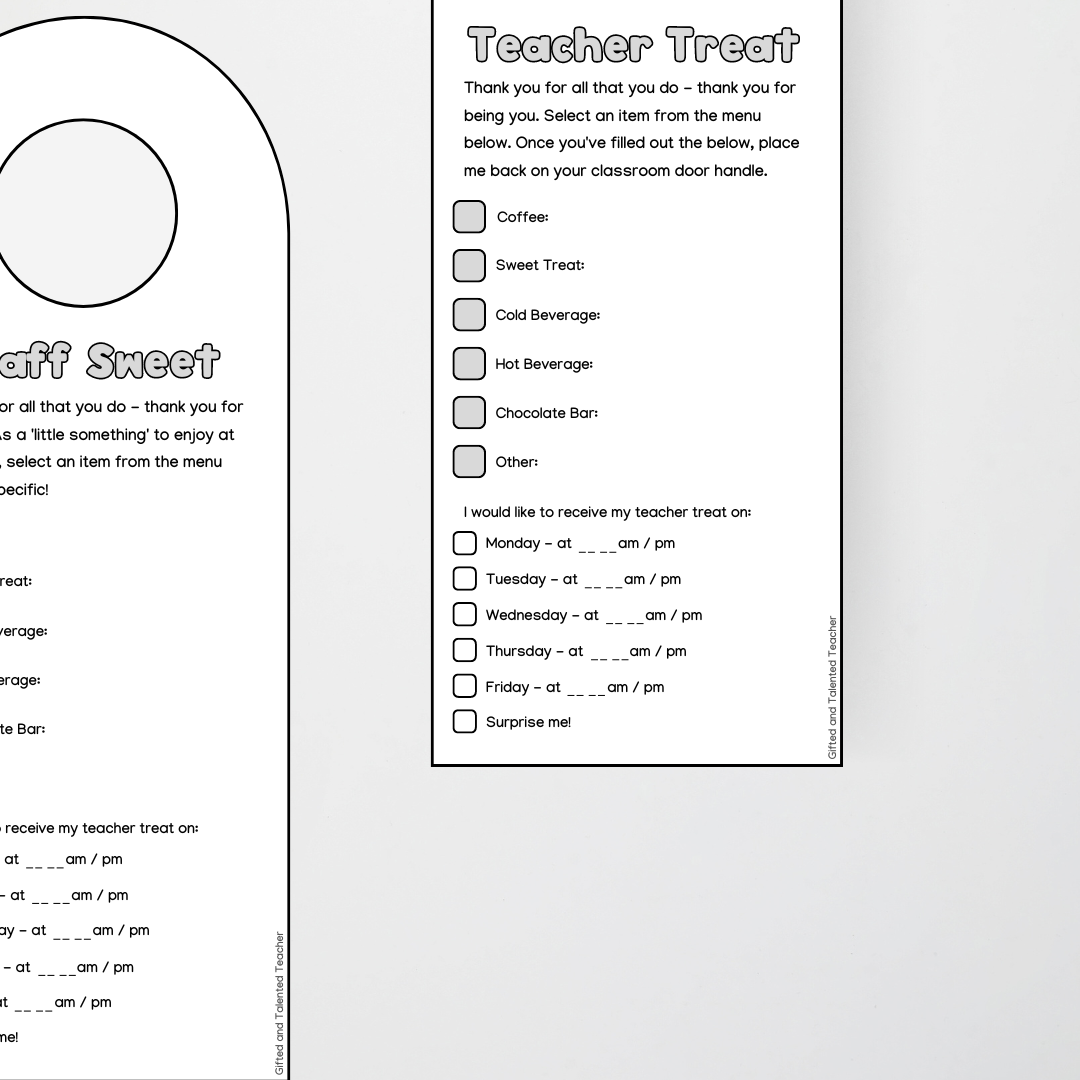 Teacher Treat or Staff Sweet - Door Hanger