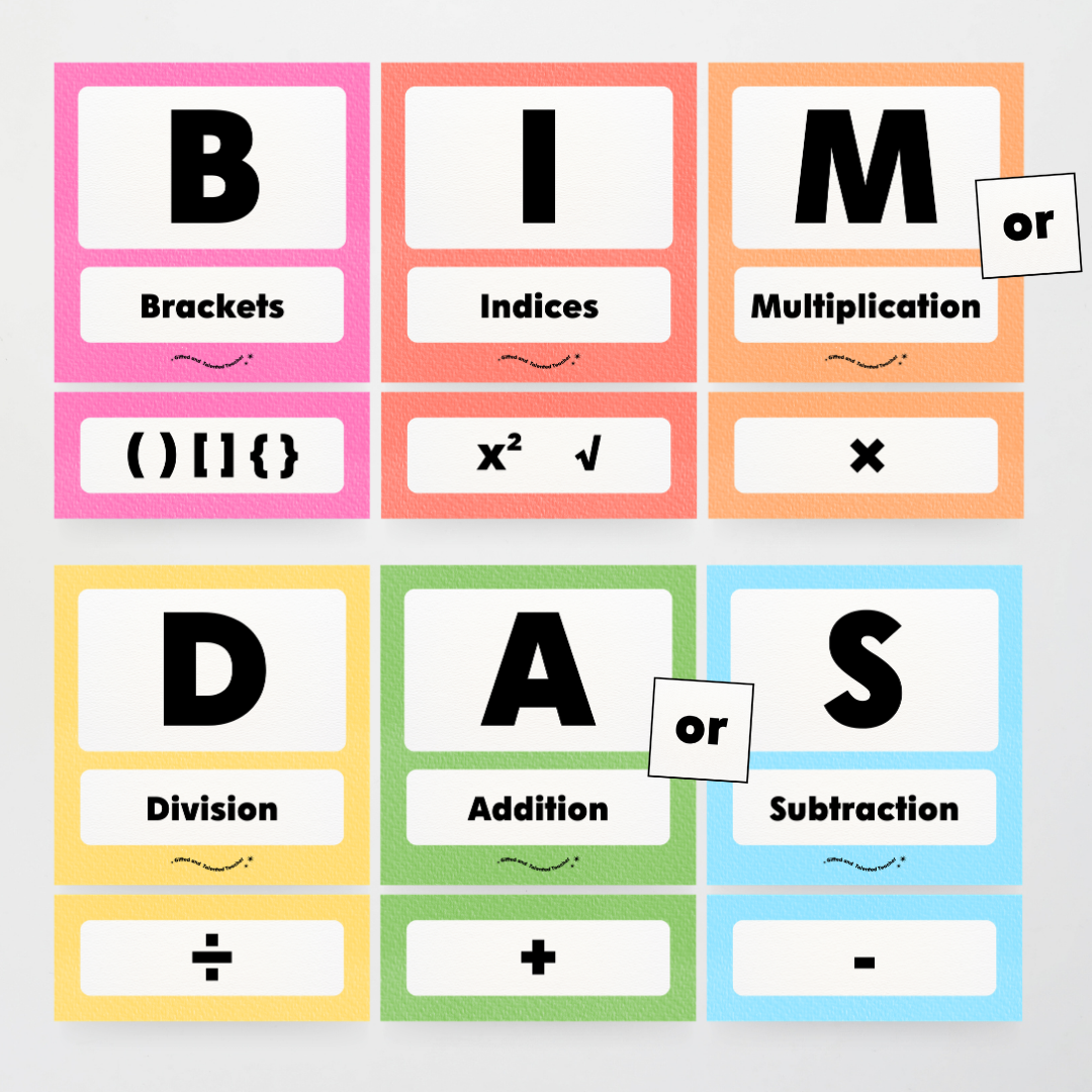 BIMDAS Order of Operations - Rainbow Classroom Decor - Teacher Resources & Classroom Decor