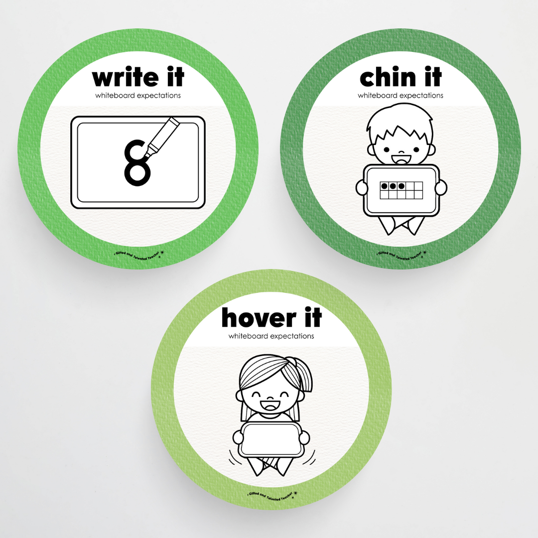 Mini Whiteboard Expectations, Prompts and Cues: Circle Icons - Leafy Greens Classroom Decor