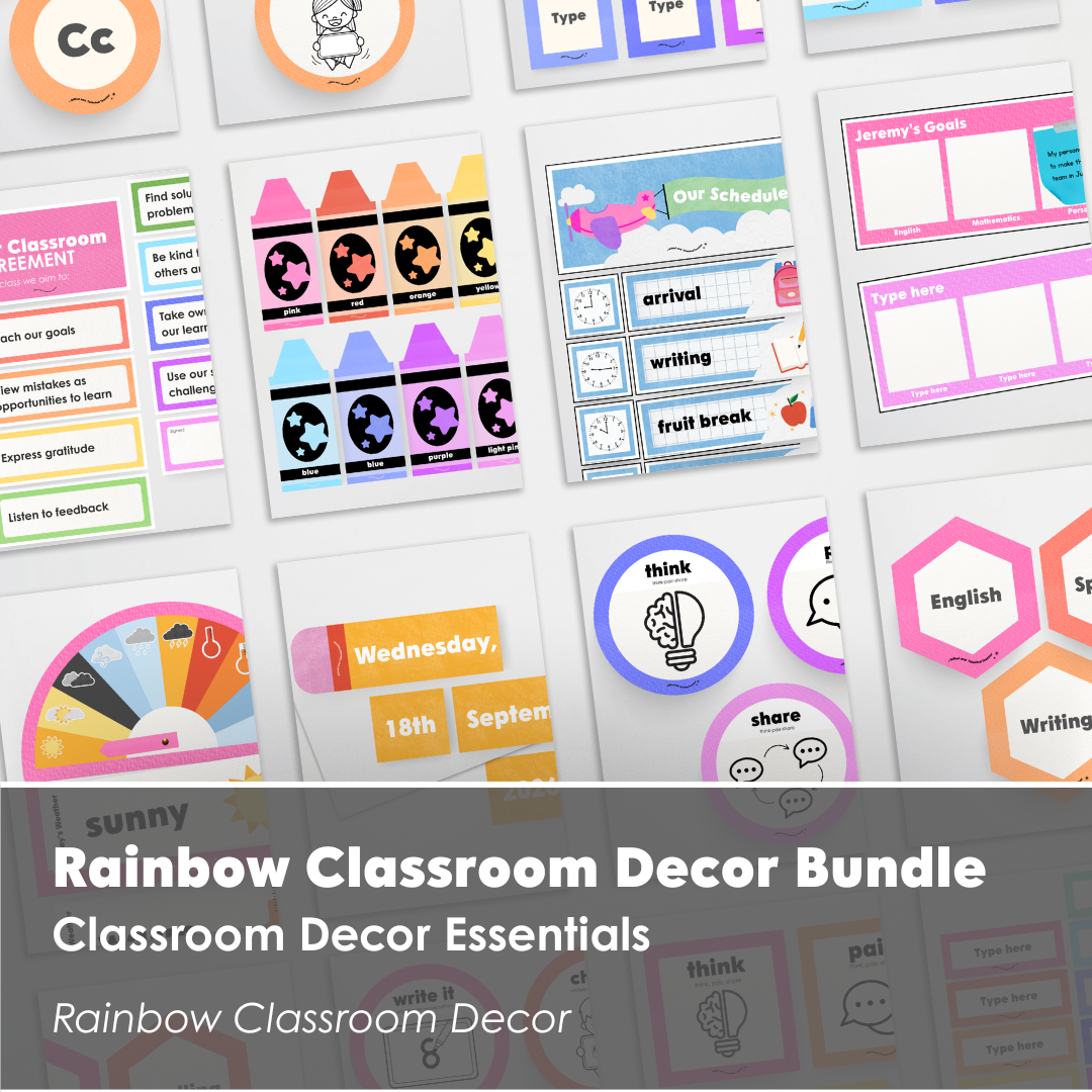 Rainbow Themed Classroom Decor Bundle and Teaching Resources