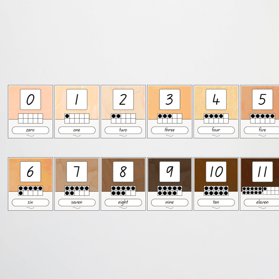 Ten Frames Number Posters - Neutral Classroom Decor