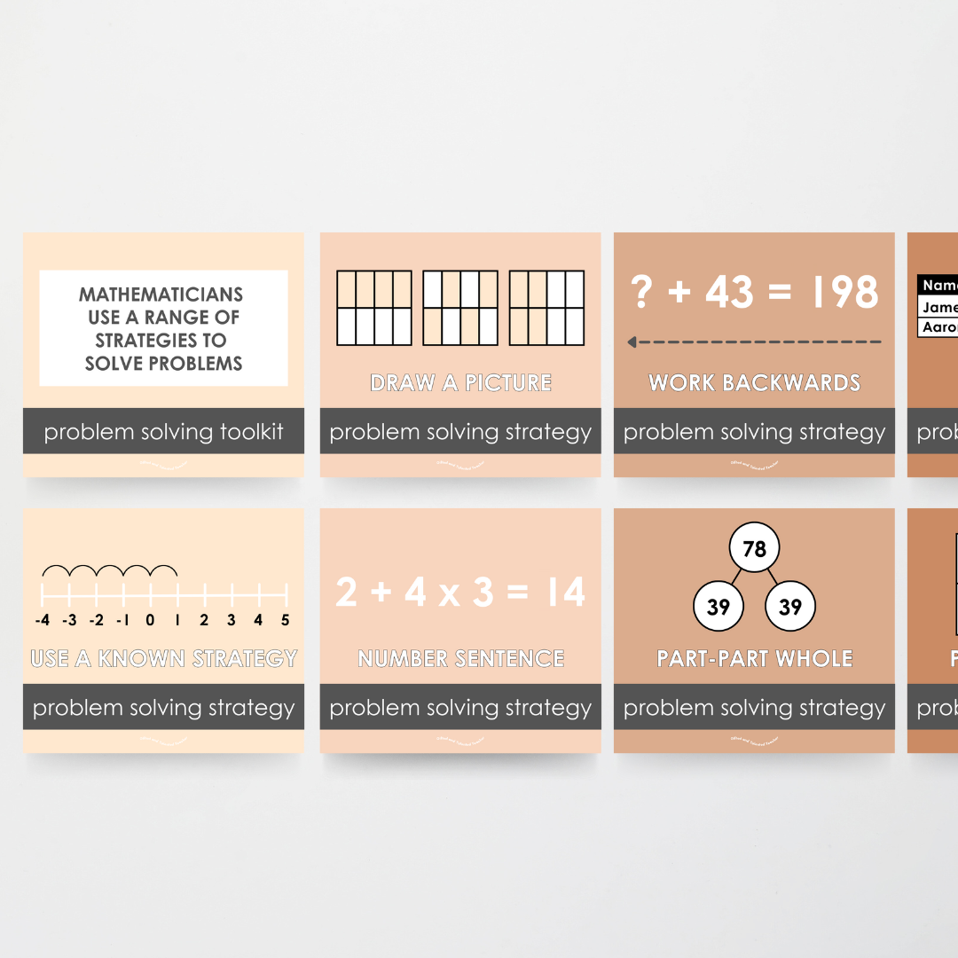 Upper Grades Problem Solving Strategy Toolkit: Neutral Classroom Decor - Teacher Resources & Classroom Decor