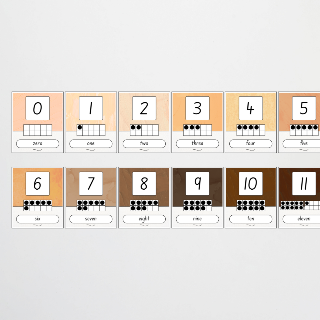 Ten Frames Number Posters - Neutral Classroom Decor