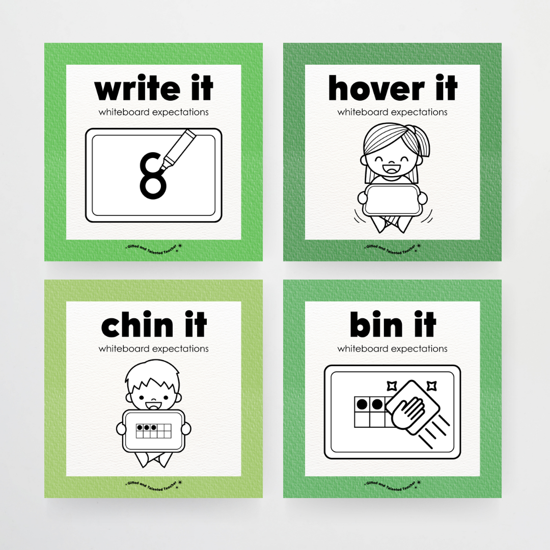 Mini Whiteboard Expectations, Prompts and Cues: Square Icons - Leafy Greens Classroom Decor