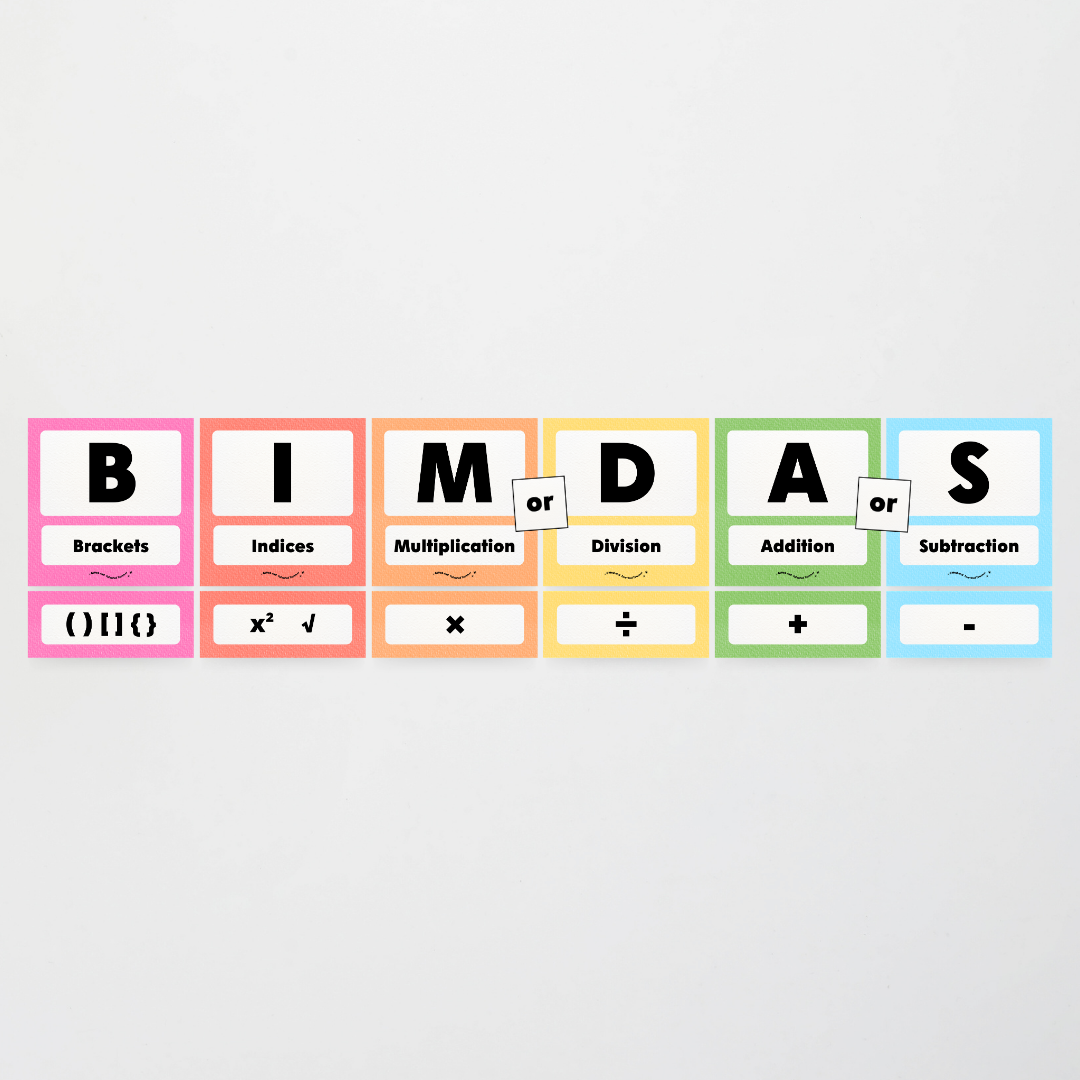 BIMDAS Order of Operations - Rainbow Classroom Decor - Teacher Resources & Classroom Decor