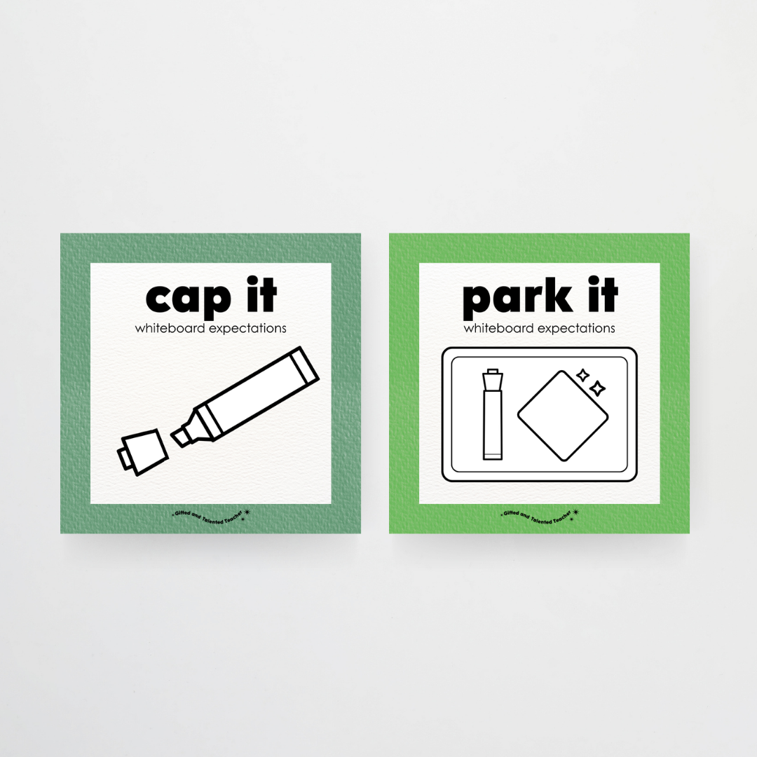 Mini Whiteboard Expectations, Prompts and Cues: Square Icons - Leafy Greens Classroom Decor