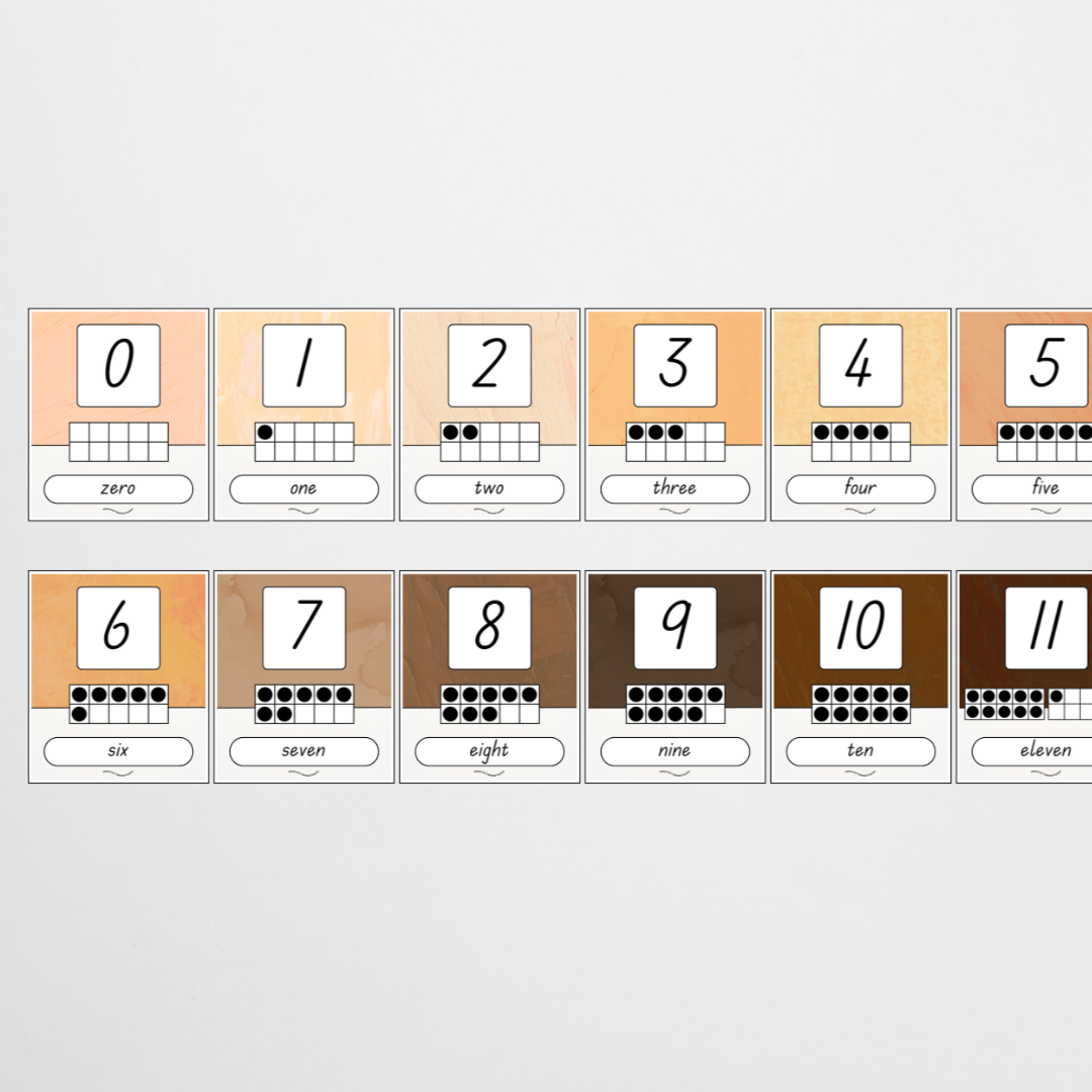 Ten Frames Number Posters - Neutral Classroom Decor