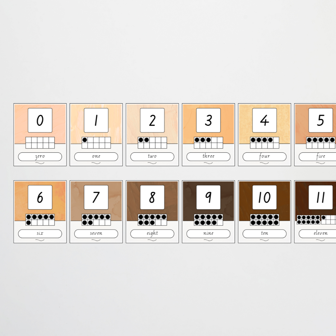 Ten Frames Number Posters - Neutral Classroom Decor