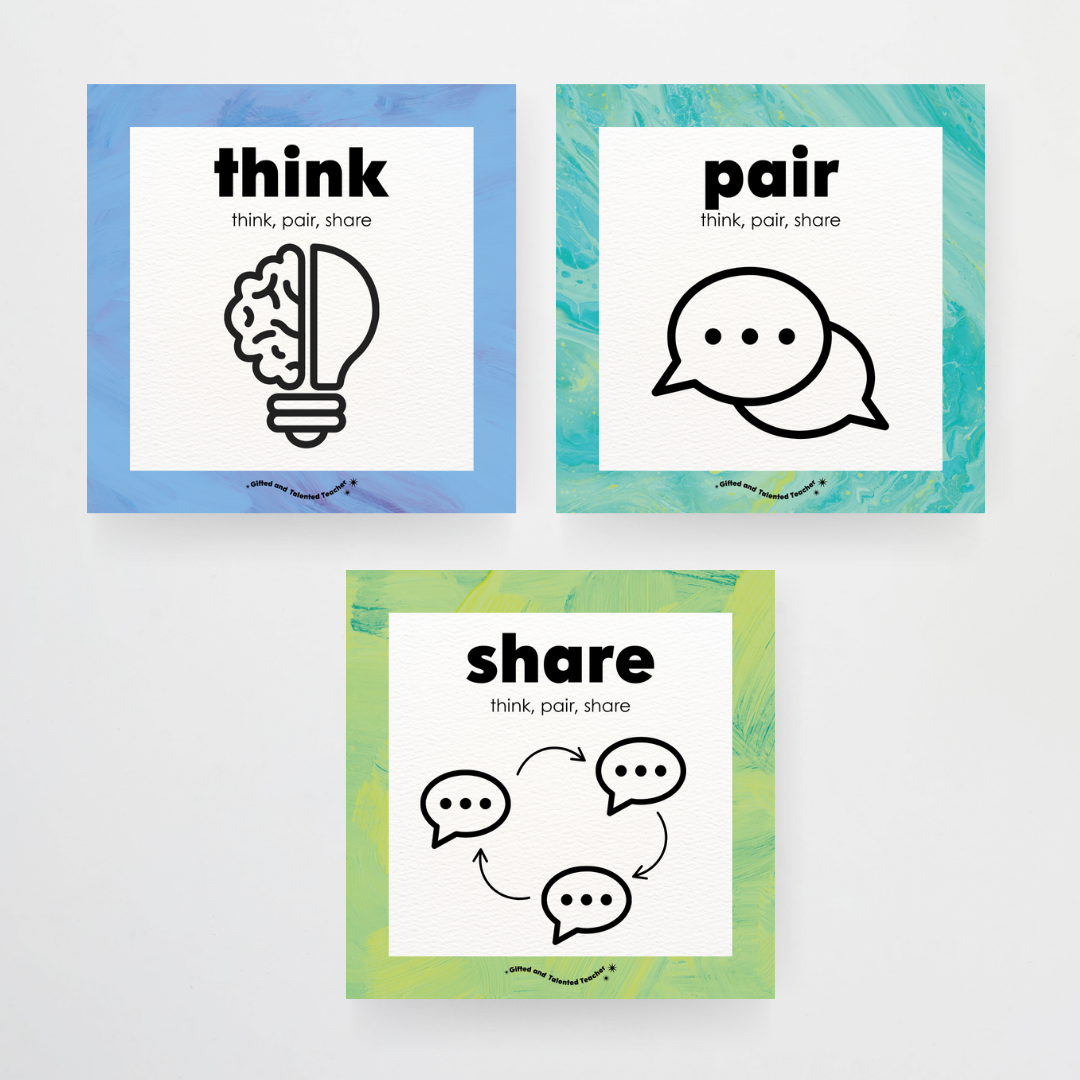 Pete Cromer: Think, Pair, Share Wall Display and Digital Square Icons - Sea Life Classroom Decor