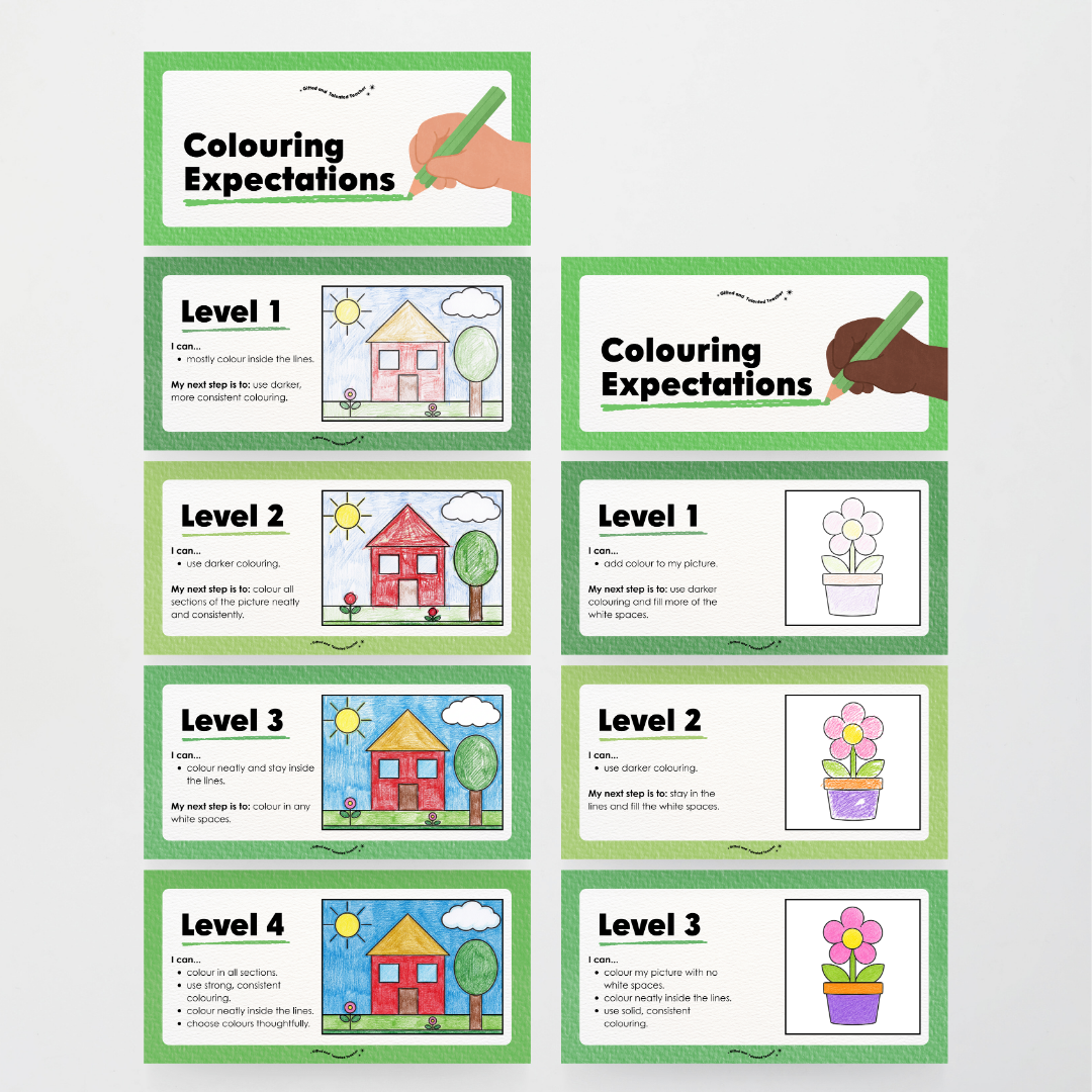 Colouring / Coloring Expectations Classroom Wall Display - Leafy Greens Classroom Decor