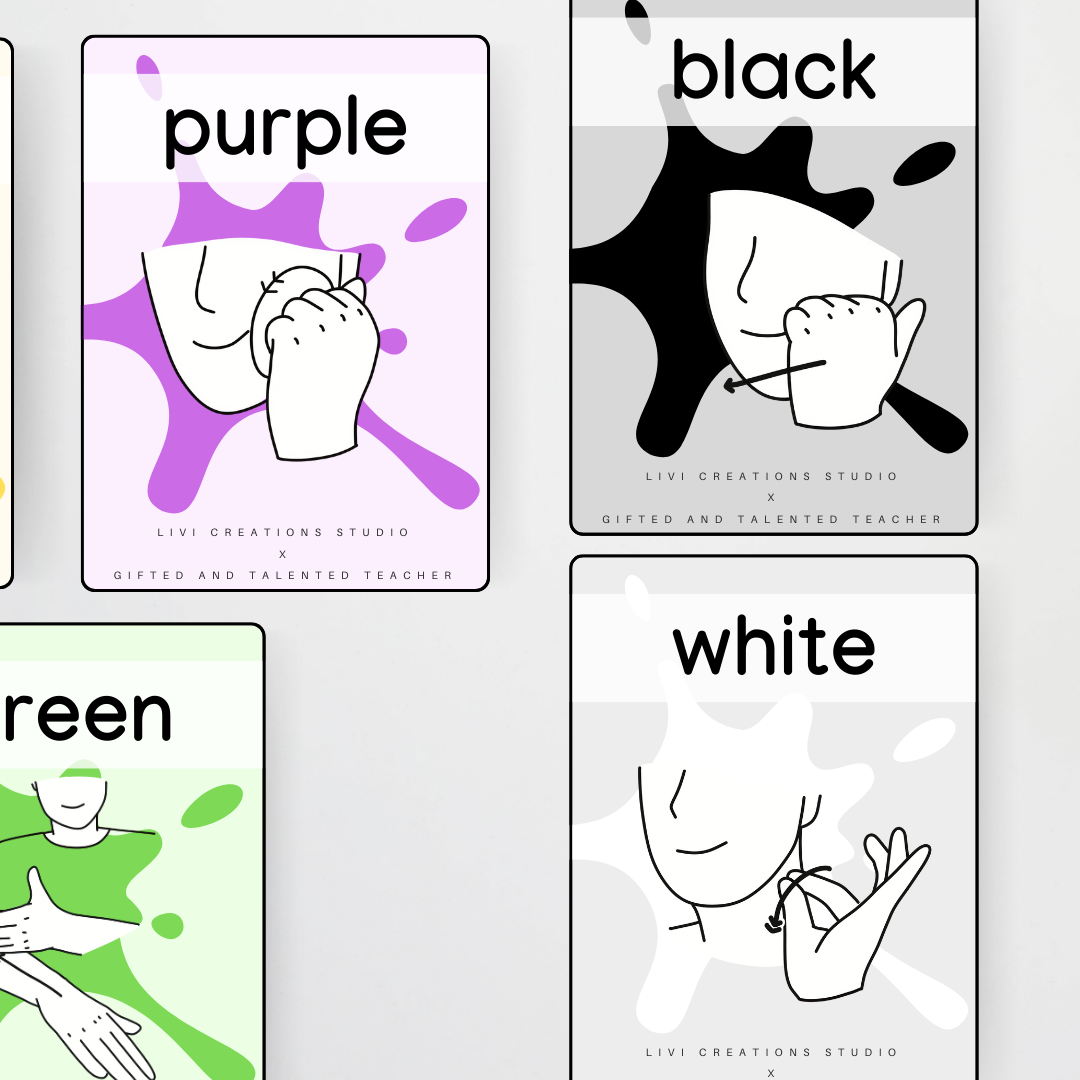 Livi Creations Studio: Auslan Colour Posters - Auslan Classroom Decor - Teacher Resources & Classroom Decor