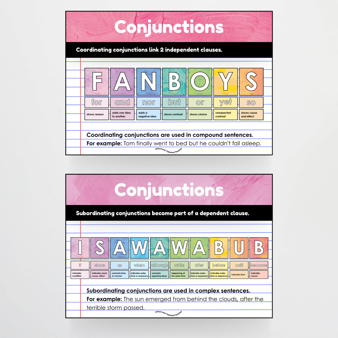 Conjunctions: Parts of Speech Posters and Classroom Display - Sea Life Classroom Decor - Teacher Resources & Classroom Decor