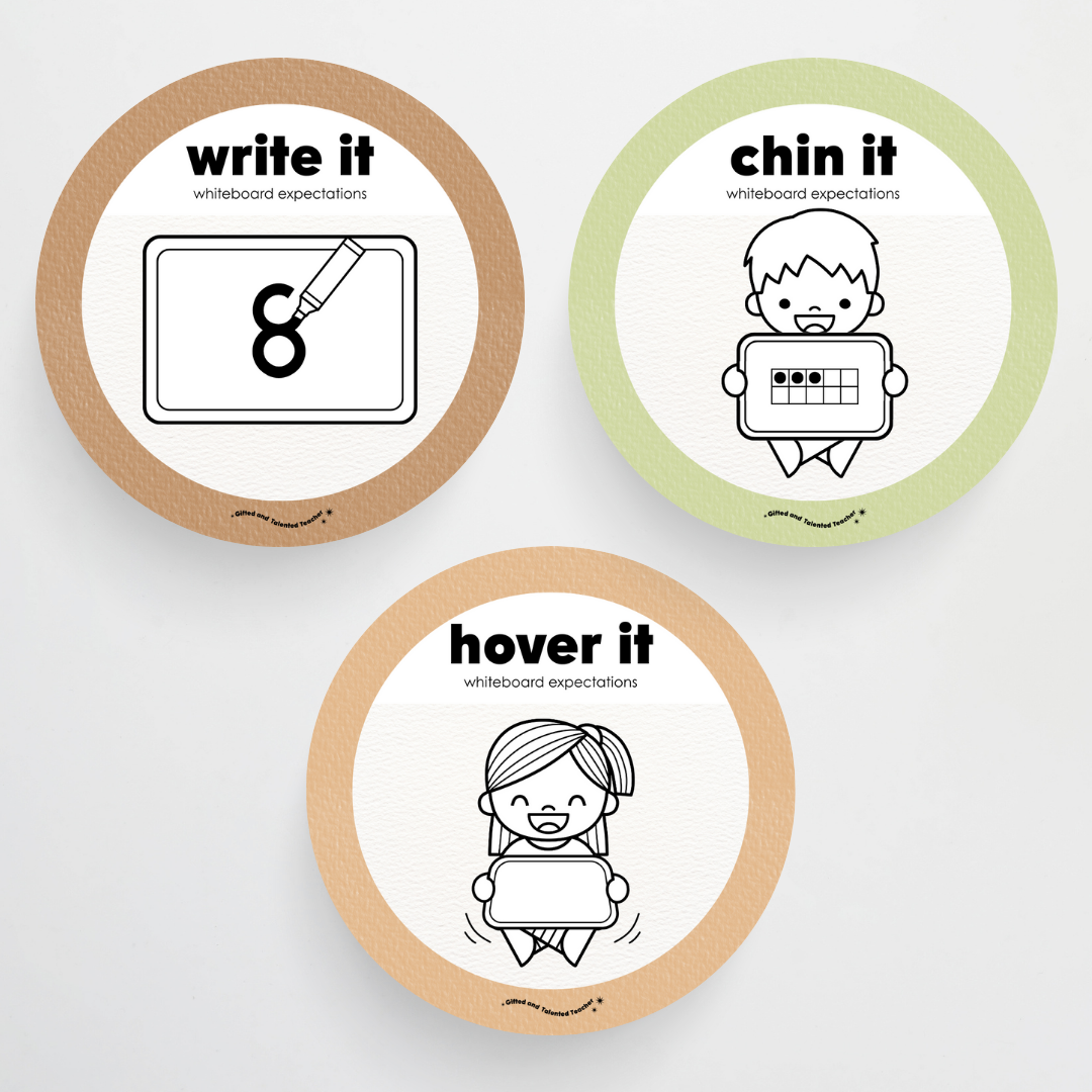Mini Whiteboard Expectations, Prompts and Cues: Circle Icons - Woodland Classroom Decor