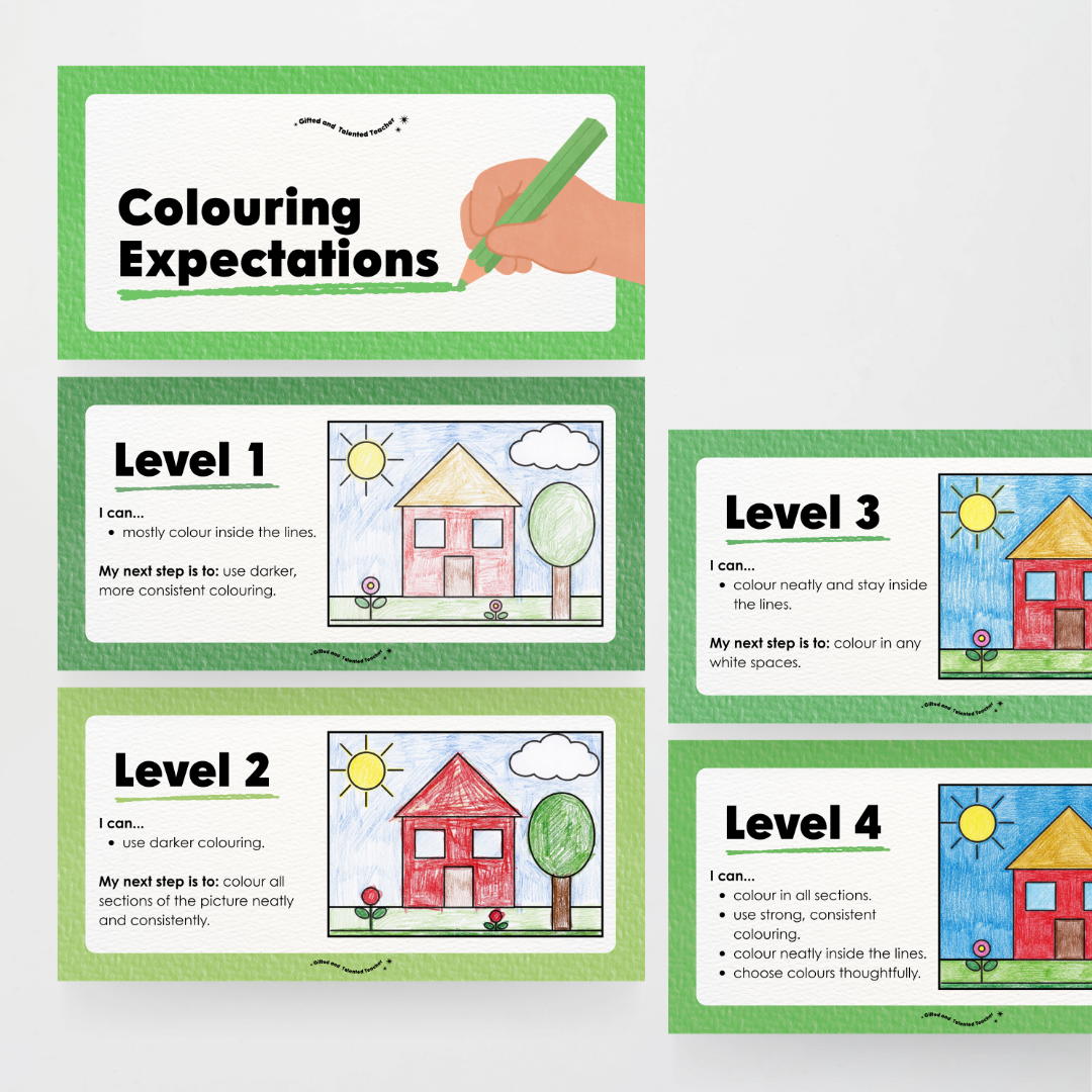 Colouring / Coloring Expectations Classroom Wall Display - Leafy Greens Classroom Decor