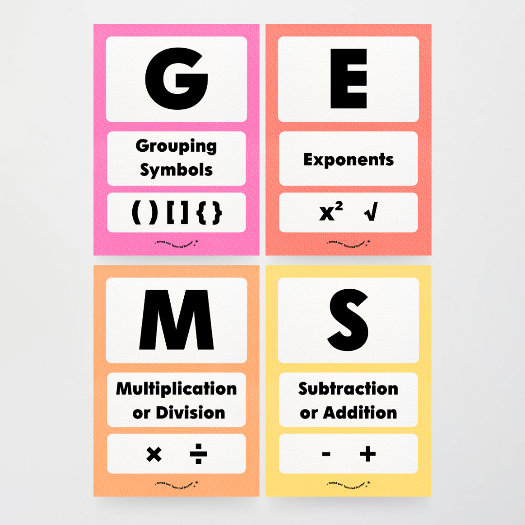 GEMS Order of Operations - Rainbow Classroom Decor - Teacher Resources & Classroom Decor