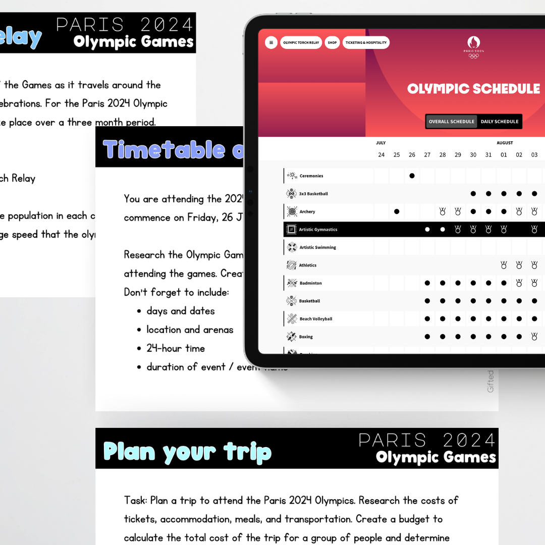 Mathematics Challenge - Paris Olympics 2024 - Teacher Resources & Classroom Decor