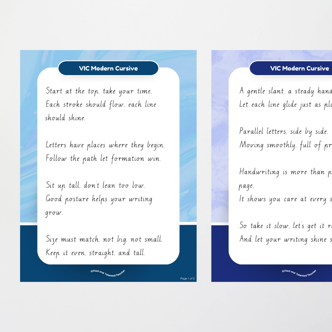 Victorian Modern Cursive Font Handwriting Posters - Rainbow - Teacher Resources & Classroom Decor