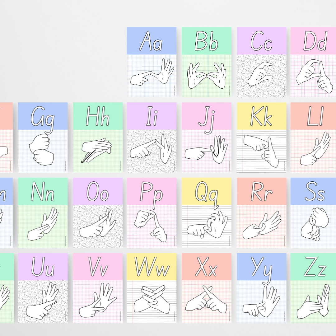Auslan Alphabet Posters - School Doodles Classroom Decor - Teacher Resources & Classroom Decor