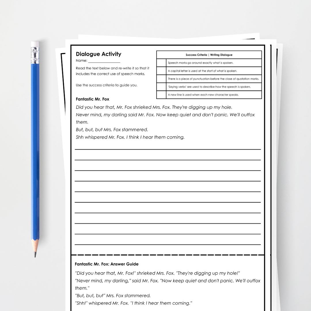 Dialogue Activity - Speech Marks Editing - Teacher Resources & Classroom Decor