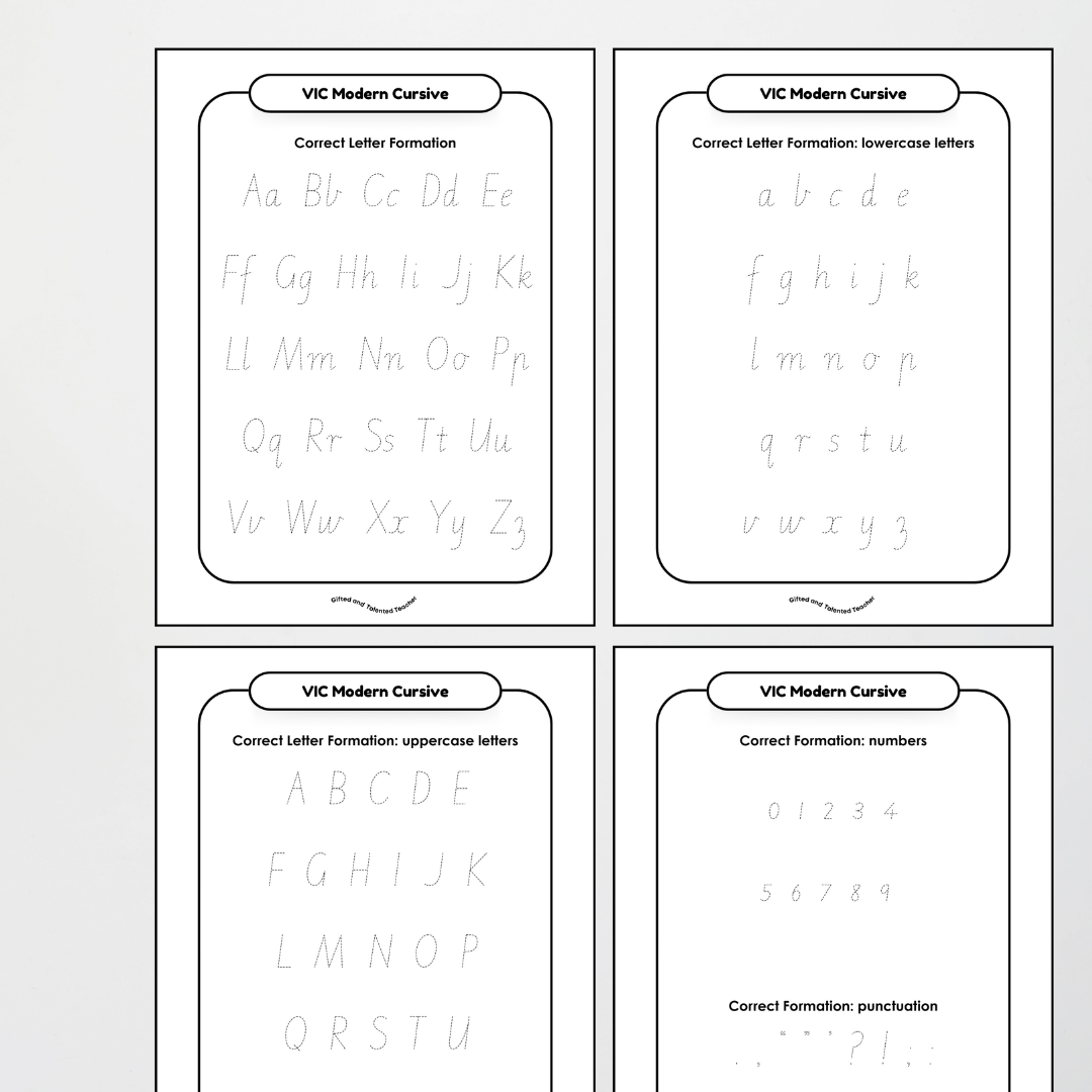 Victorian Modern Cursive Handwriting Tracing Mats - Neutral - Teacher Resources & Classroom Decor
