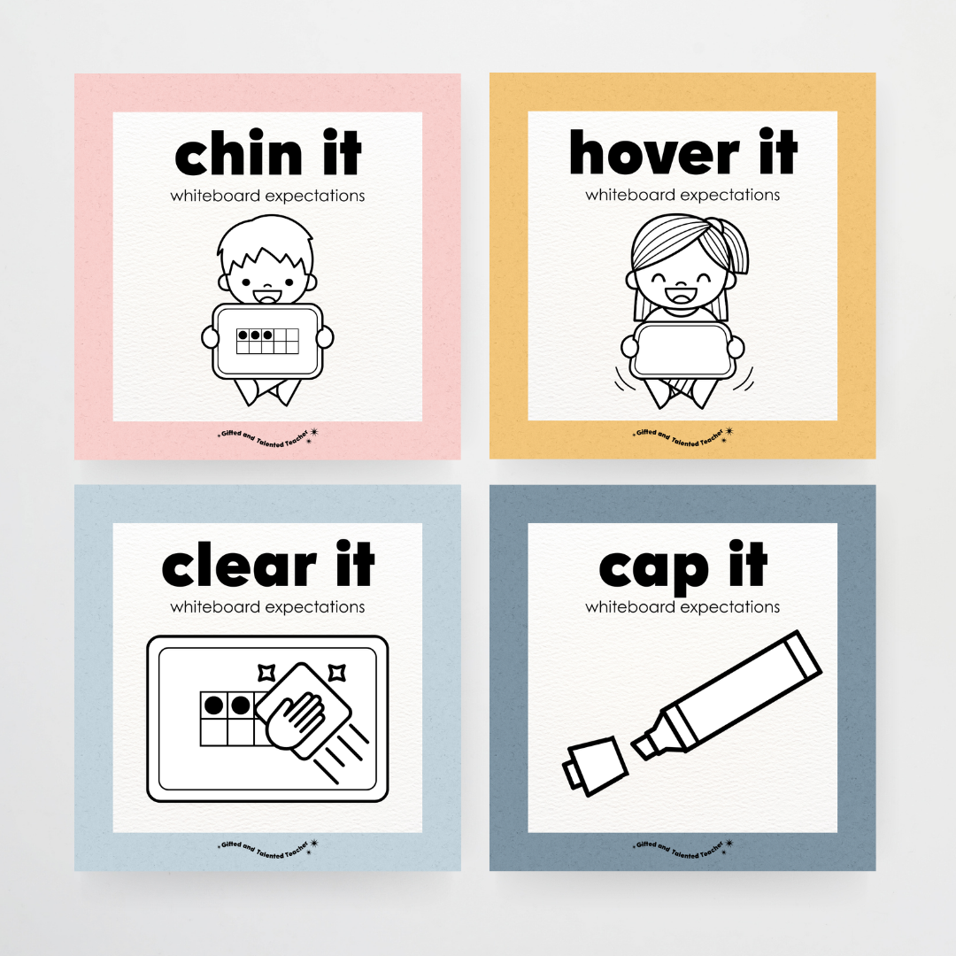 Mini Whiteboard Expectations, Prompts and Cues: Square Icons - Little Circus Classroom Decor