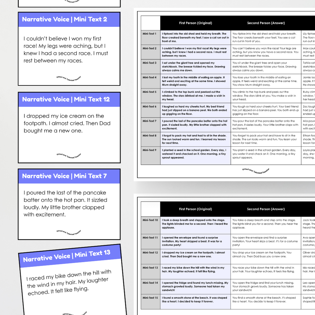 Narrative Voice: First Person - Mini Text Reading and Writing Activity - Teacher Resources & Classroom Decor