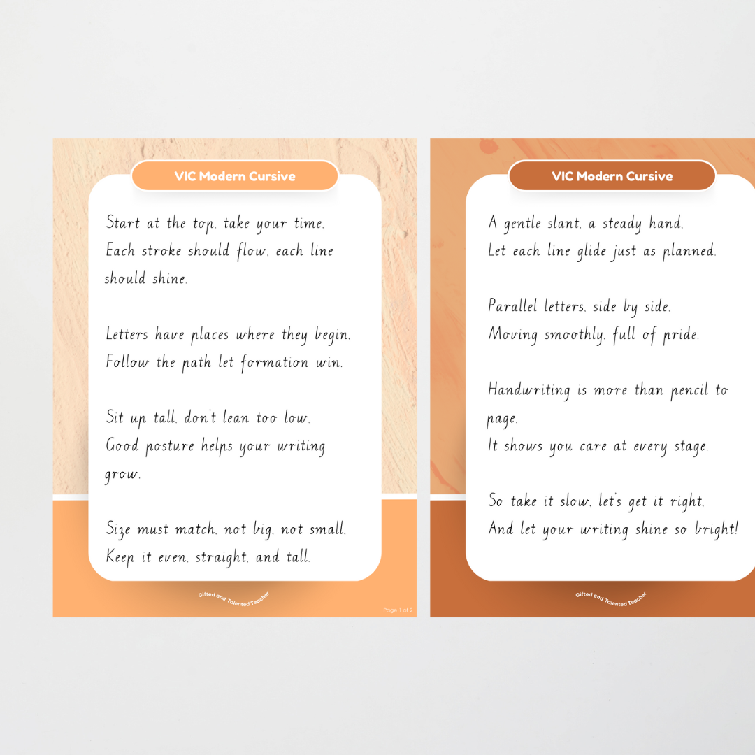 Victorian Modern Cursive Font Handwriting Posters - Neutral - Teacher Resources & Classroom Decor