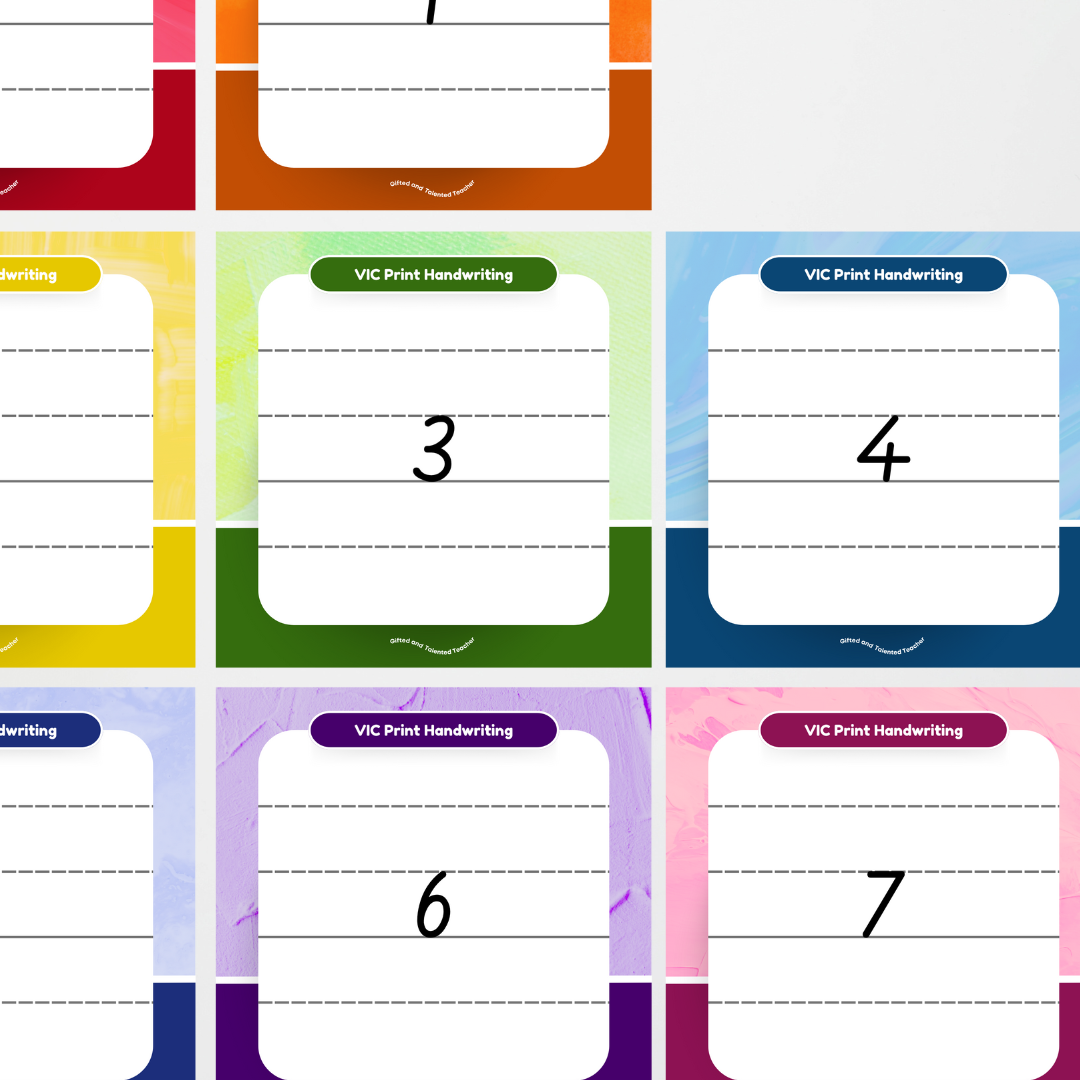 Victorian Print Font: Lined Handwriting Posters - Rainbow - Teacher Resources & Classroom Decor