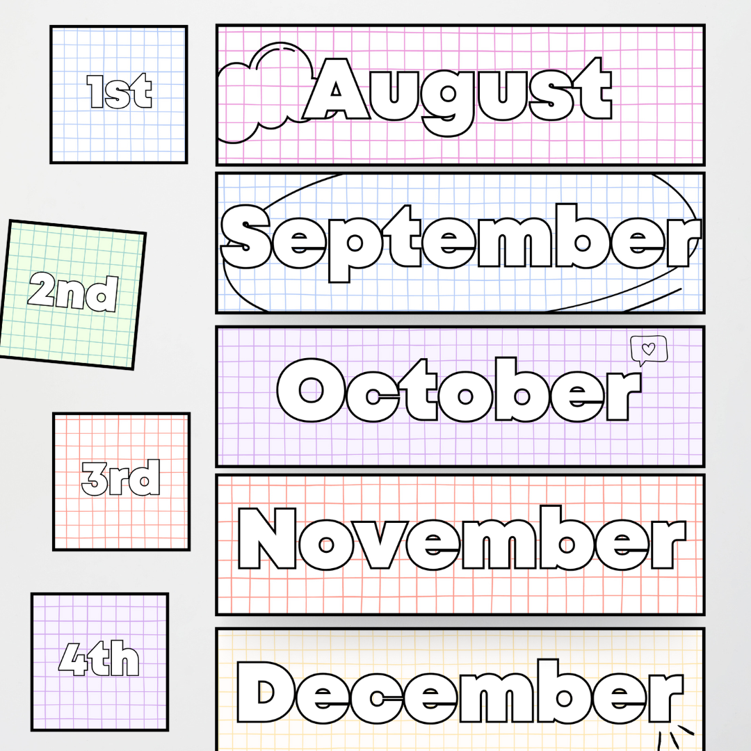 Flip Calendar - School Doodles Classroom Decor - Teacher Resources & Classroom Decor