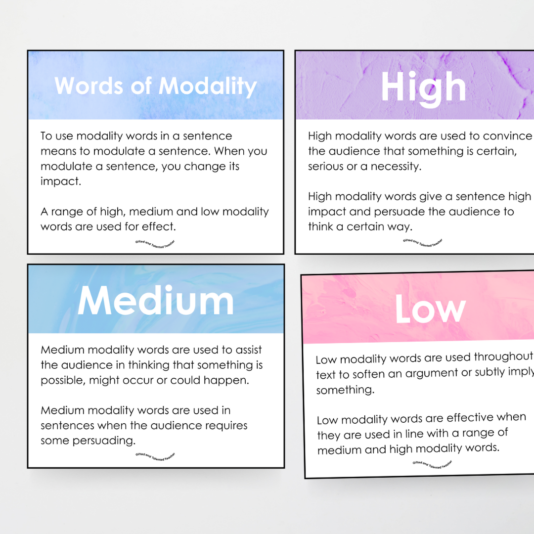 Words of Modality: High, Medium and Low Wall Display