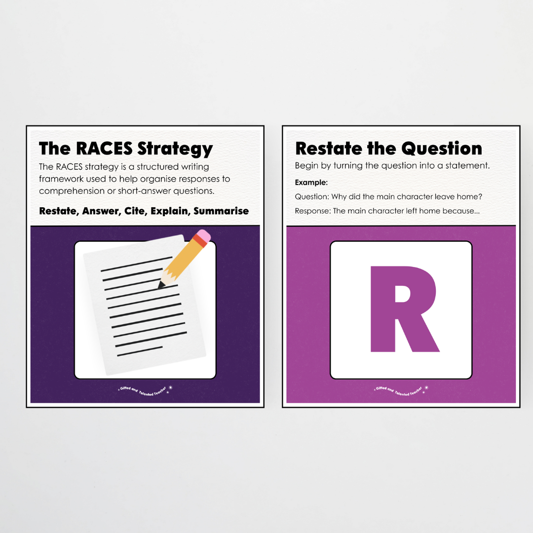 RACES Writing Strategy Poster Set - Watch this Space Classroom Decor - Teacher Resources & Classroom Decor