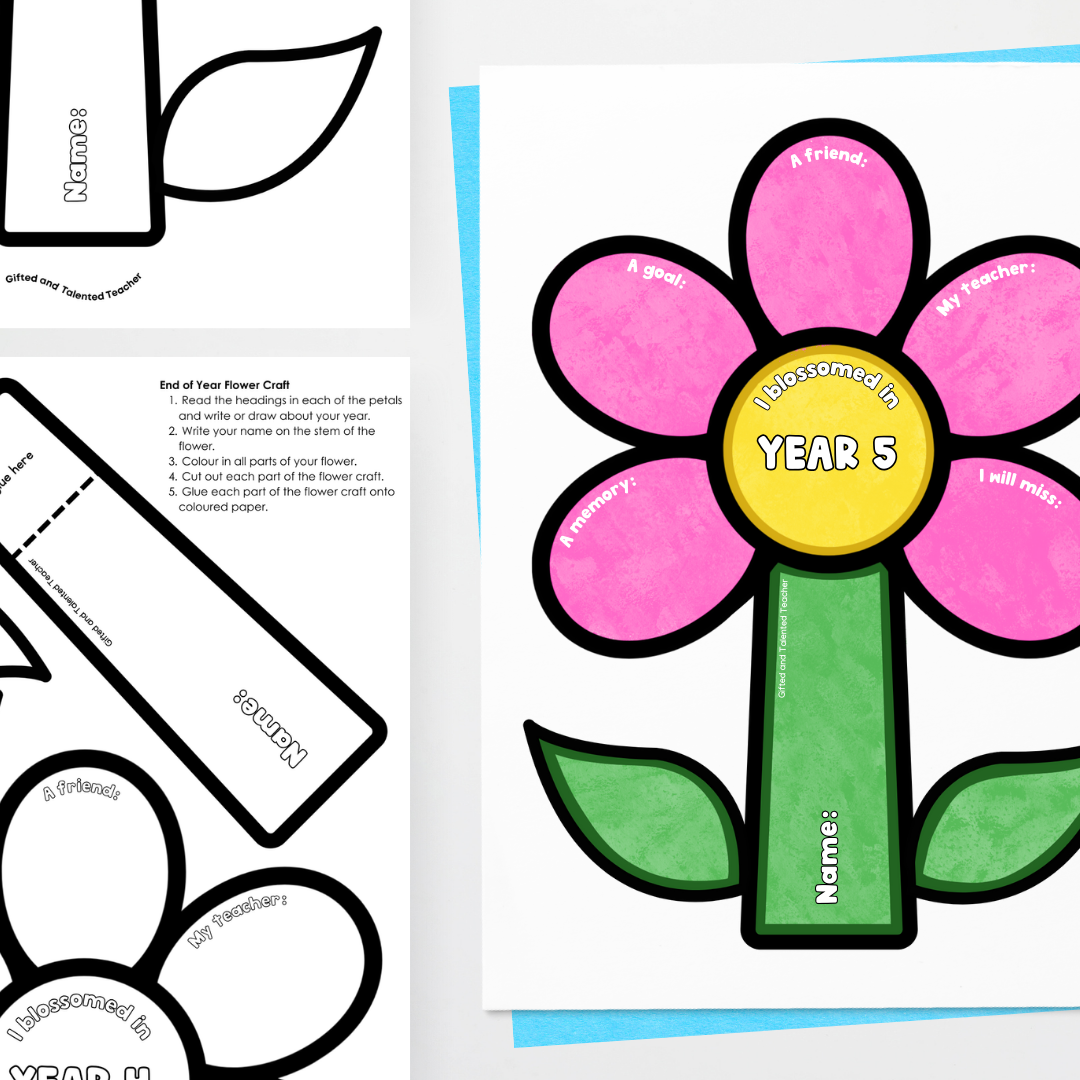 Flower Craft: Reflection Resource - End of Year Activity - Teacher Resources & Classroom Decor