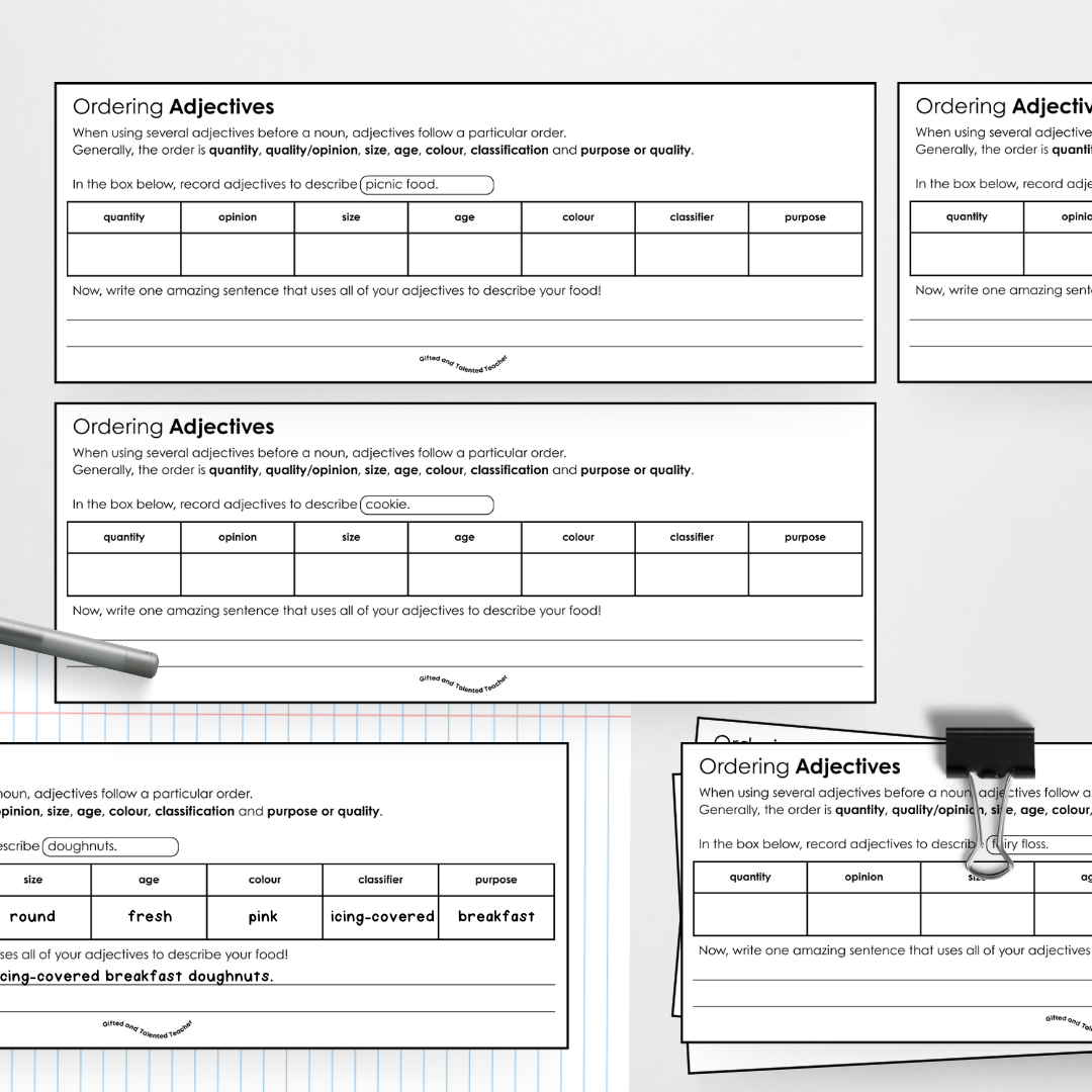 Ordering Adjectives - Differentiated Activity - Teacher Resources & Classroom Decor
