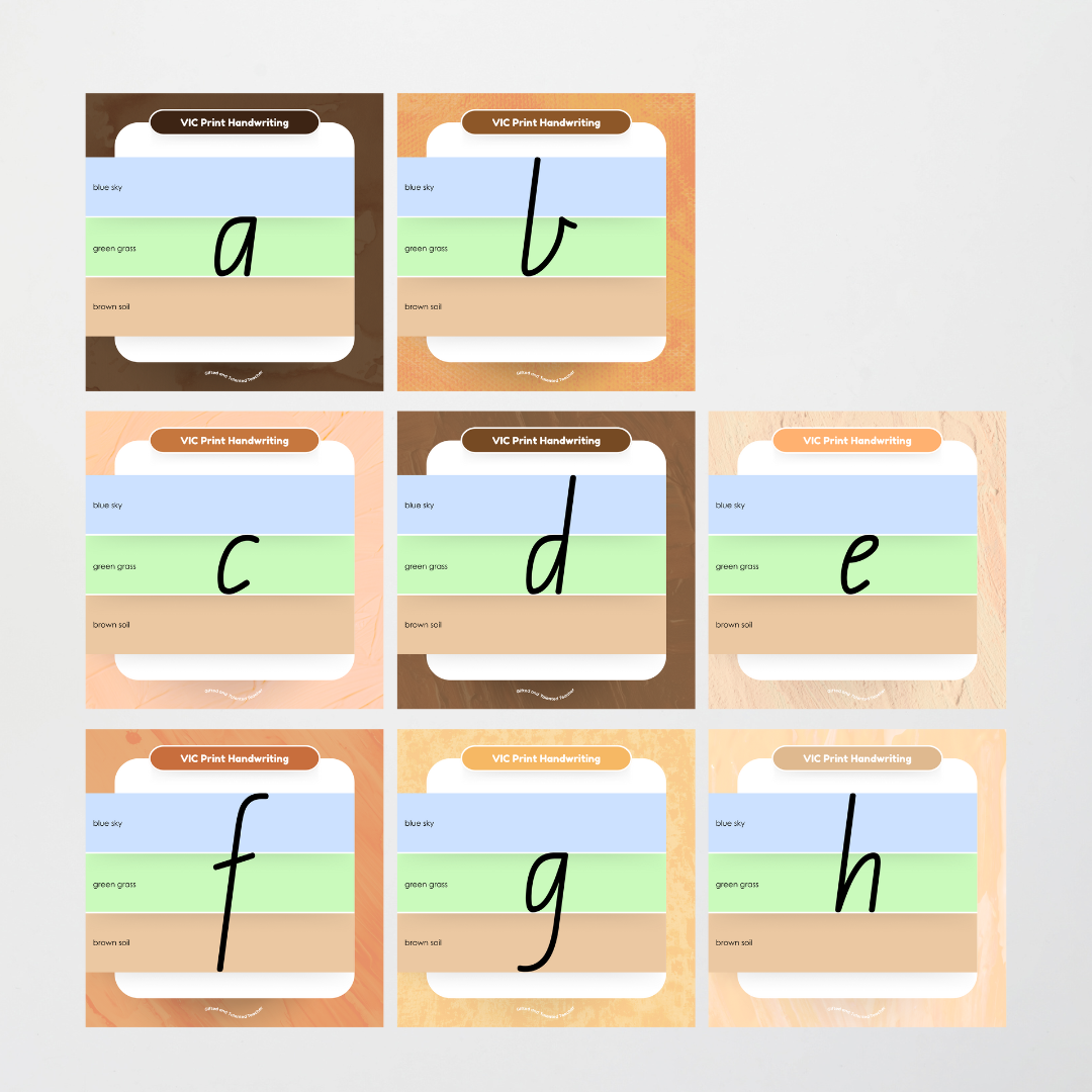 Victorian Print Font: Sky, Grass, Soil Handwriting Posters - Neutral - Teacher Resources & Classroom Decor