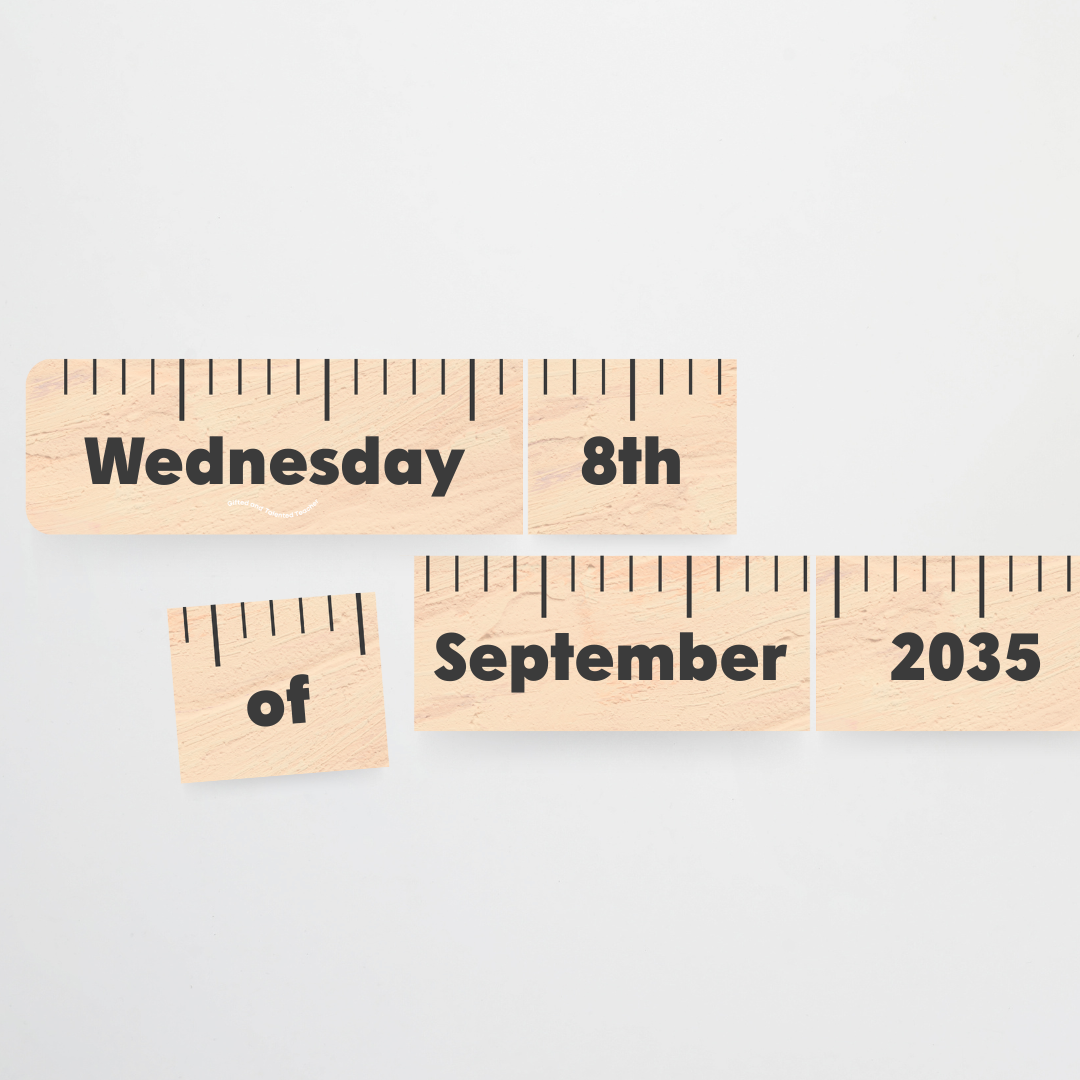 School Ruler Flip Calendar - Neutral Classroom Decor