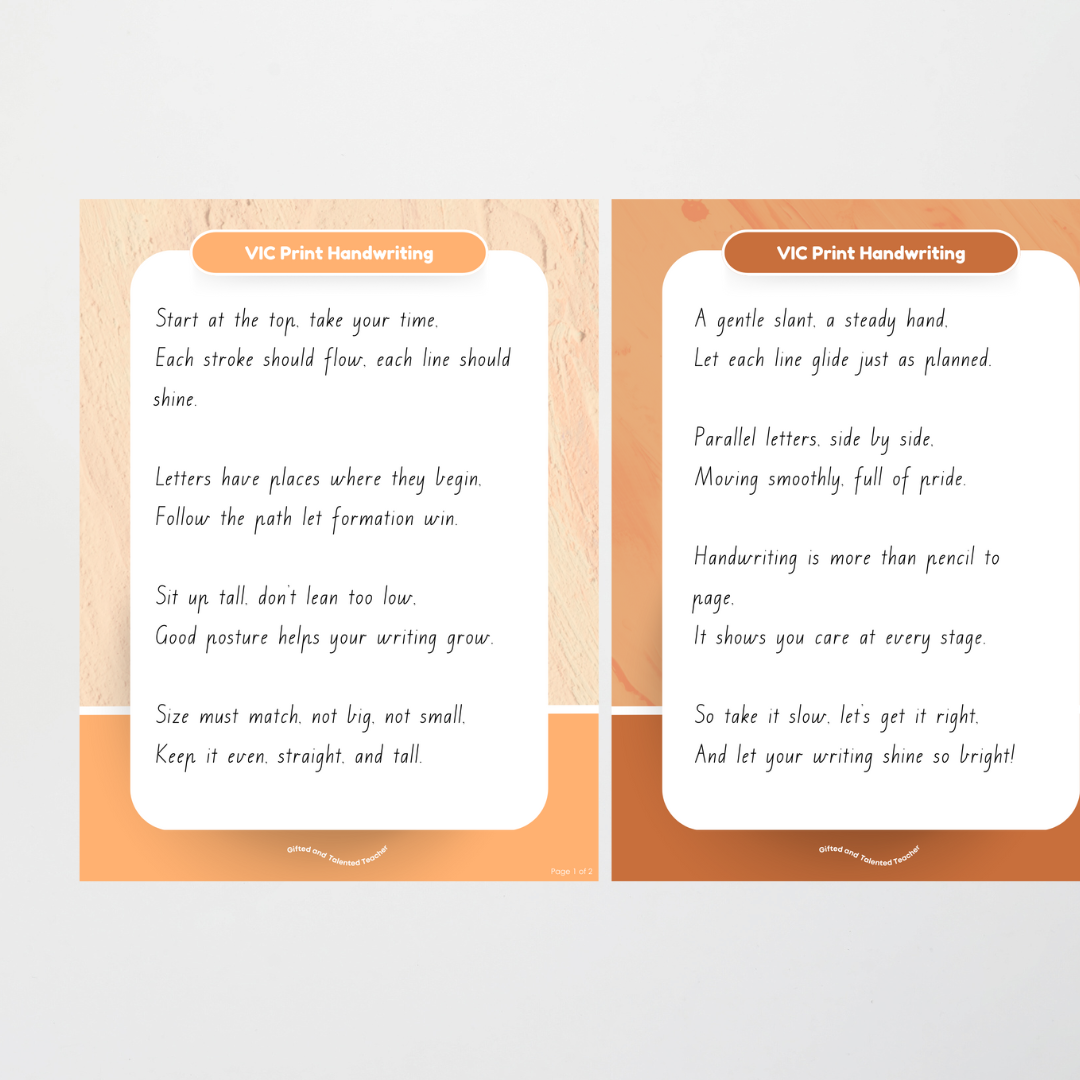 Victorian Print Font Handwriting Posters - Neutral - Teacher Resources & Classroom Decor