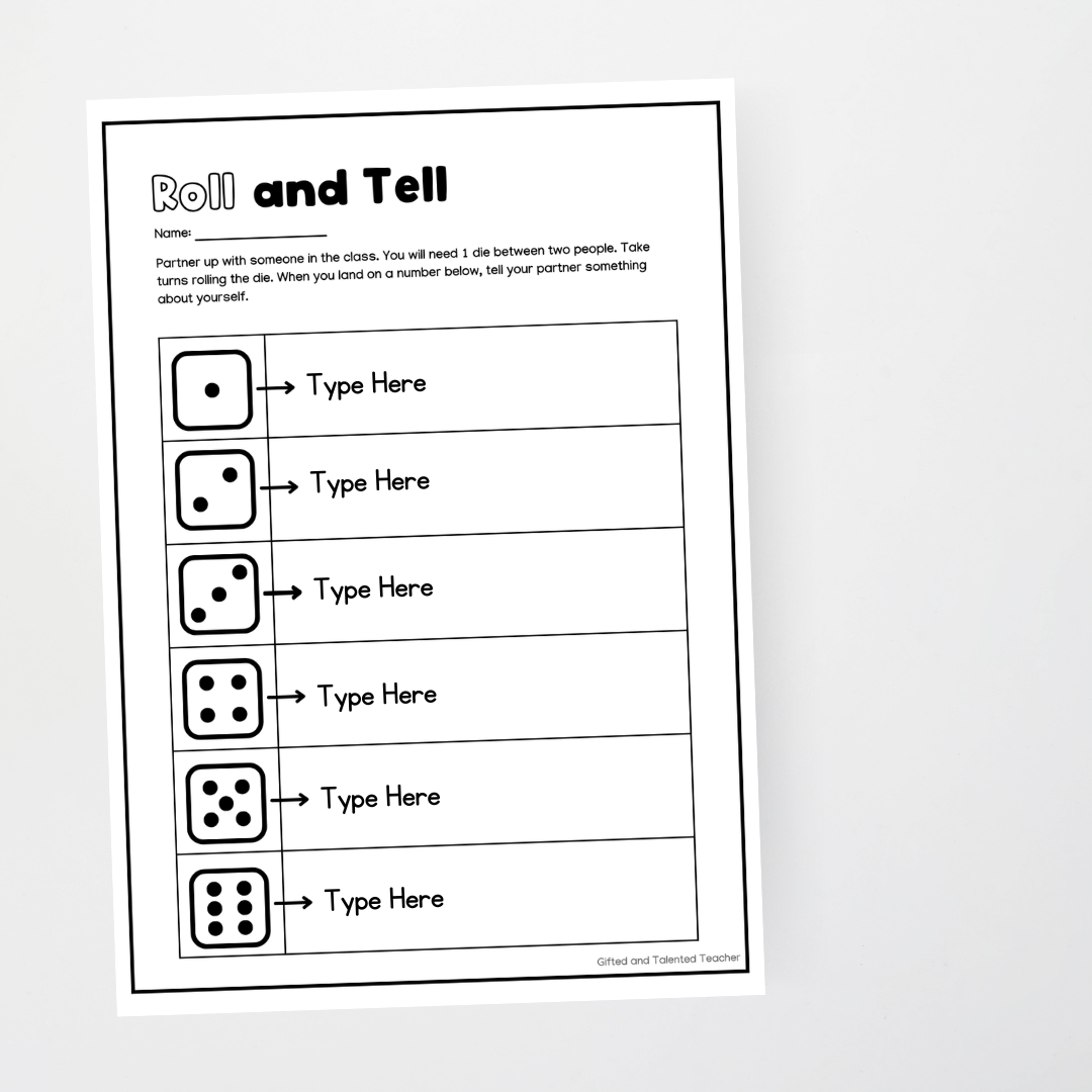 Back to School: Roll and Tell - Teacher Resources & Classroom Decor